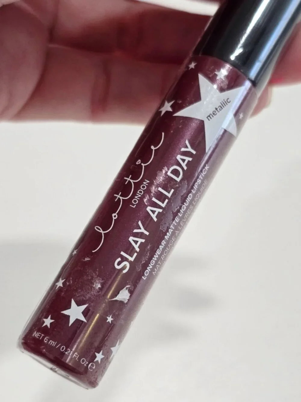 Lottie London ✦ Slay All Day Metallic Matte Liquid Lipstick ✦ Boy Bye Deep Plum